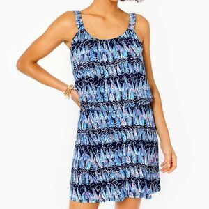 Lilly Pulitzer Loro Romper Skort Size Medium in Low Tide Navy Sails & Stripes